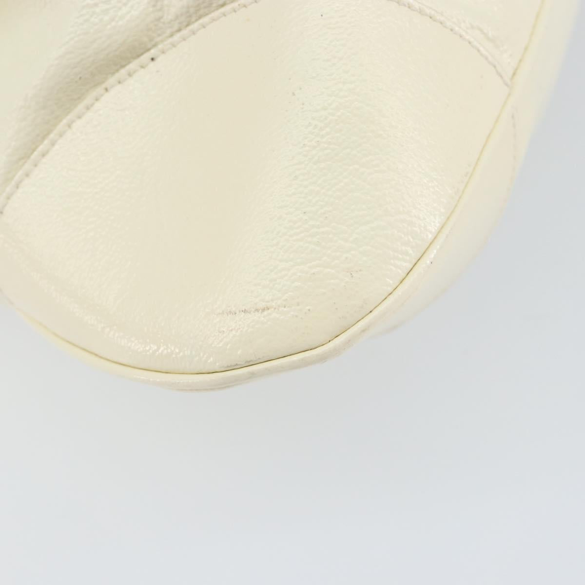 Salvatore Ferragamo Gancini Tote Bag Leather Silver White Auth BA7989