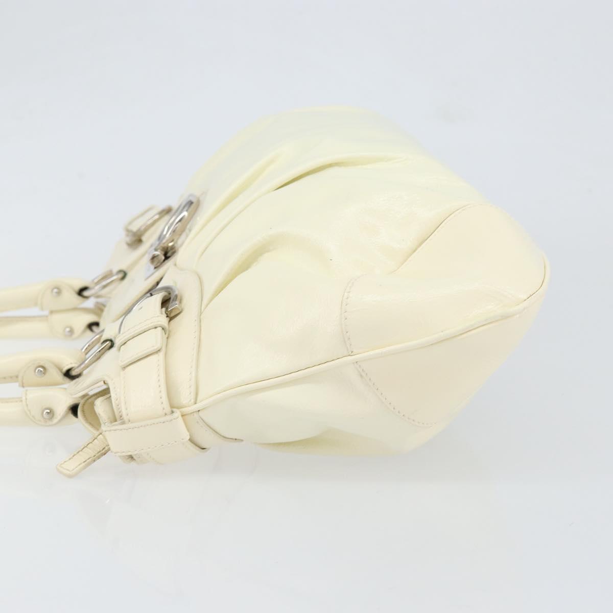 Salvatore Ferragamo Gancini Tote Bag Leather Silver White Auth BA7989