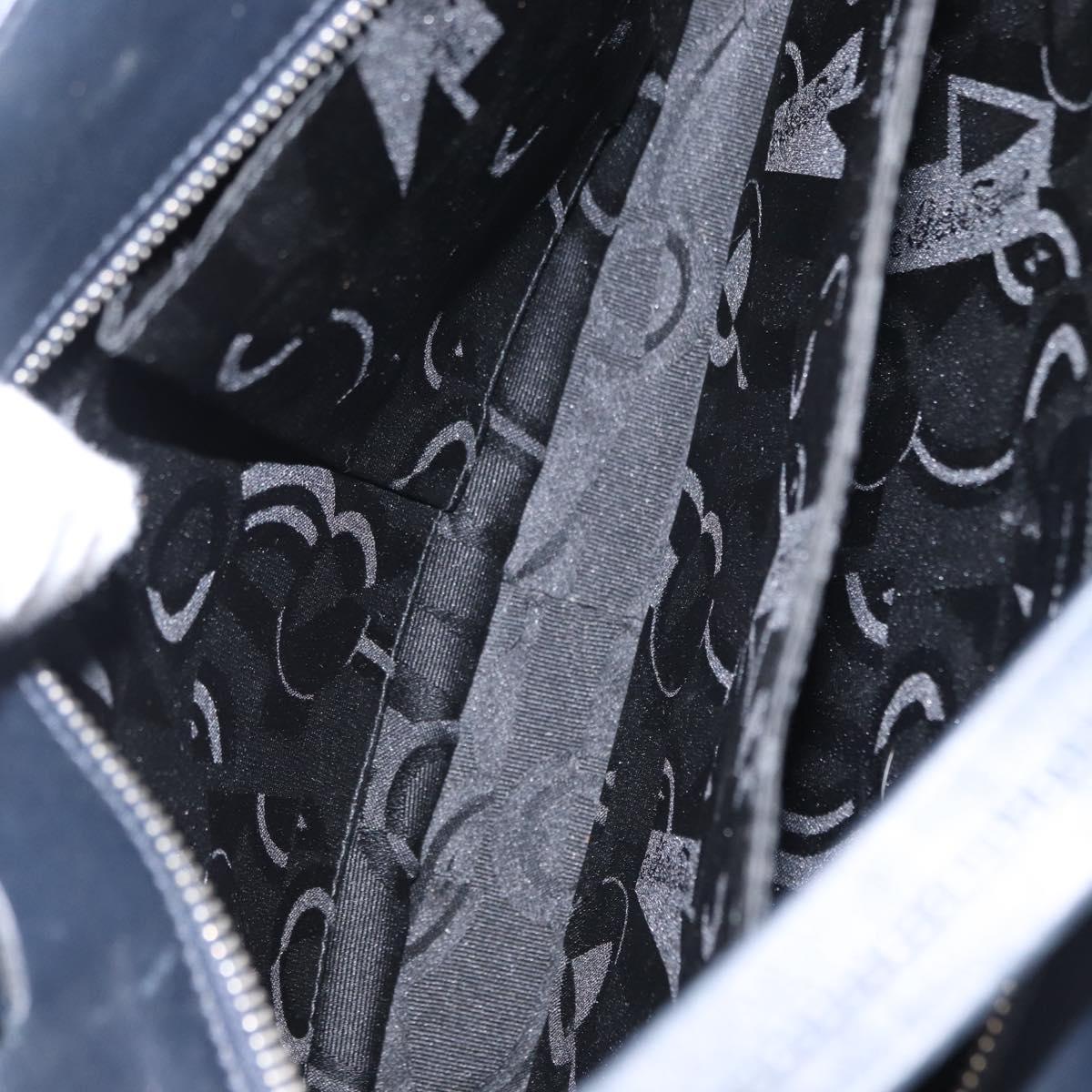 Salvatore Ferragamo Gancini Tote Bag Leather Navy Silver Auth BA7990