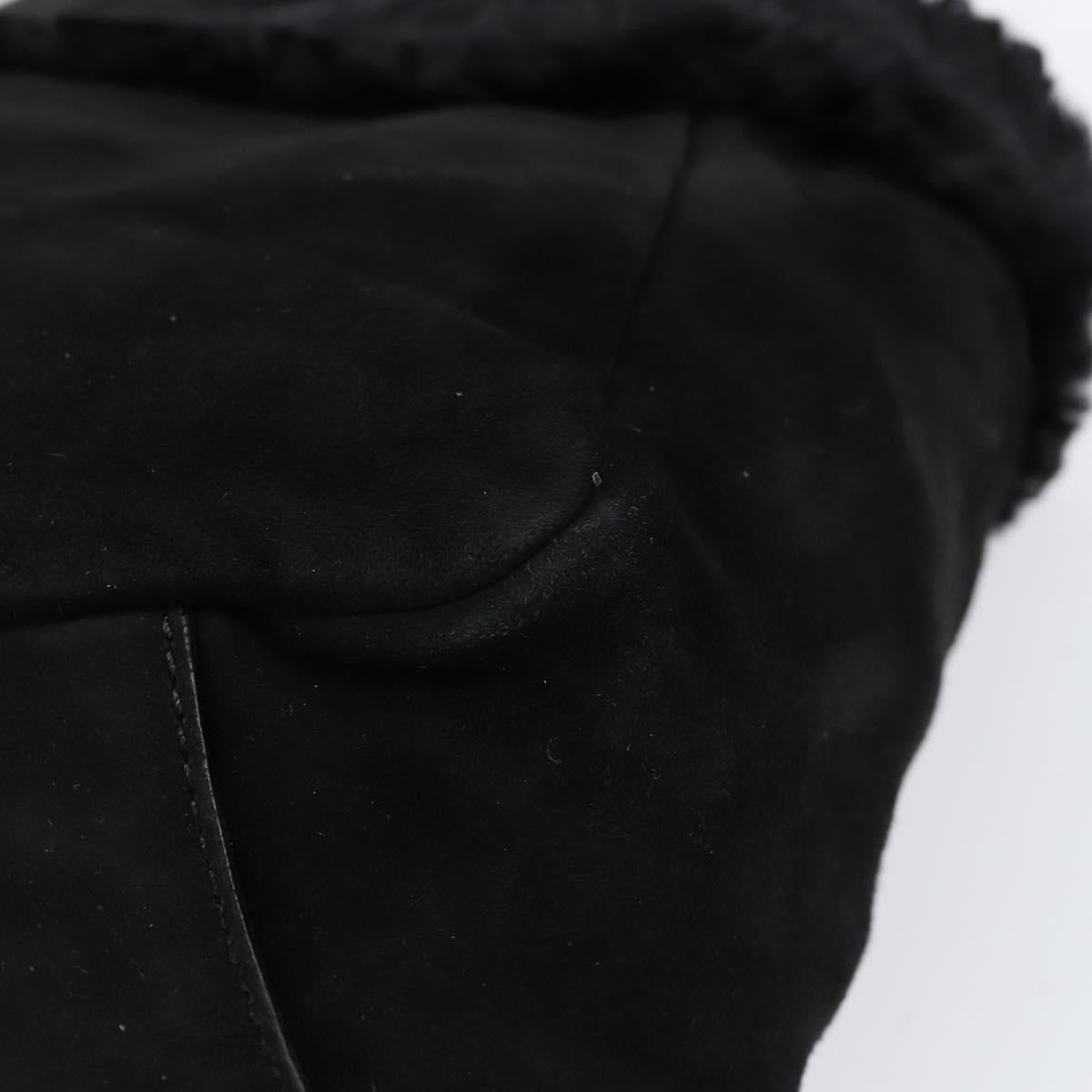 Salvatore Ferragamo Vala Hand Bag Suede Black Gold Auth BA7991