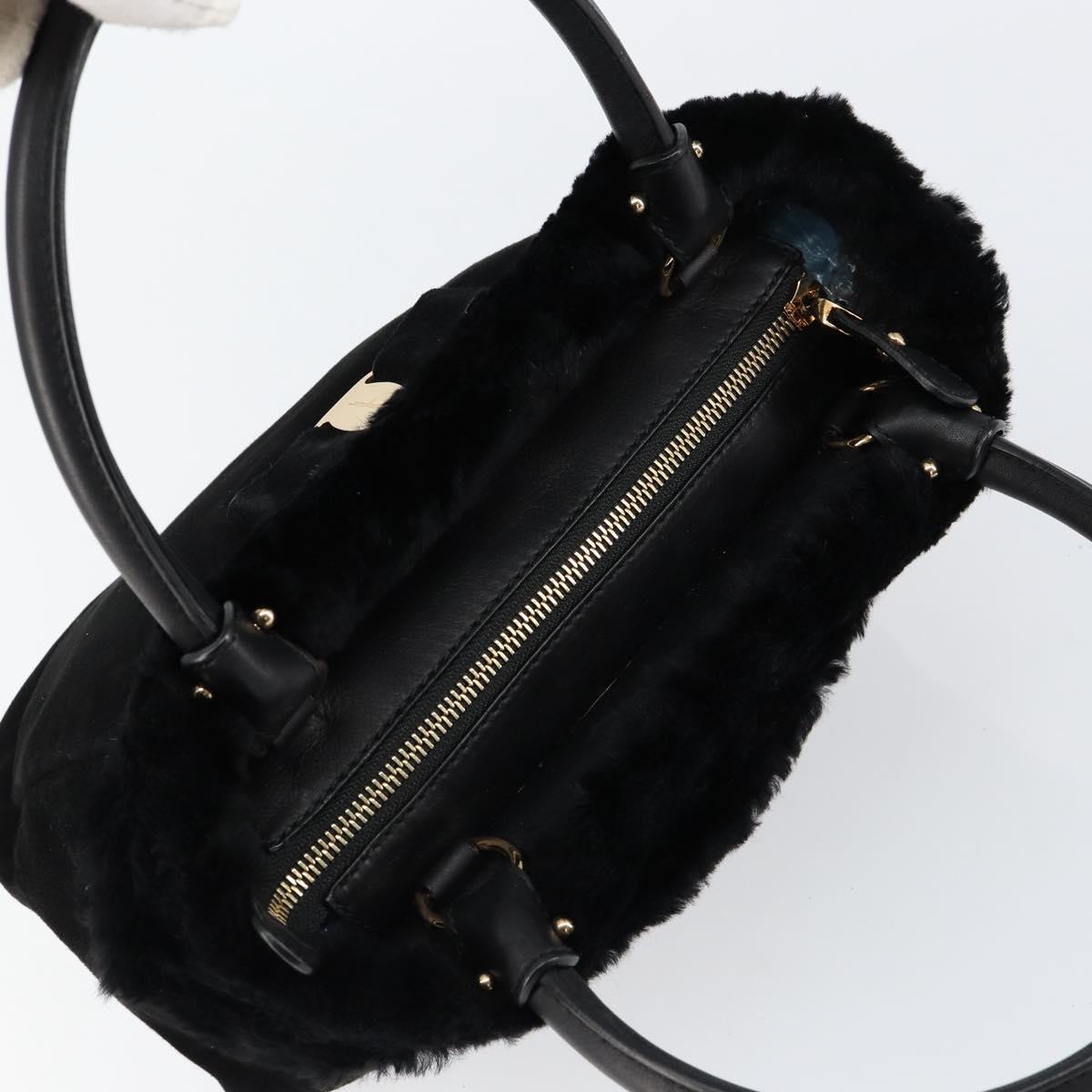 Salvatore Ferragamo Vala Hand Bag Suede Black Gold Auth BA7991