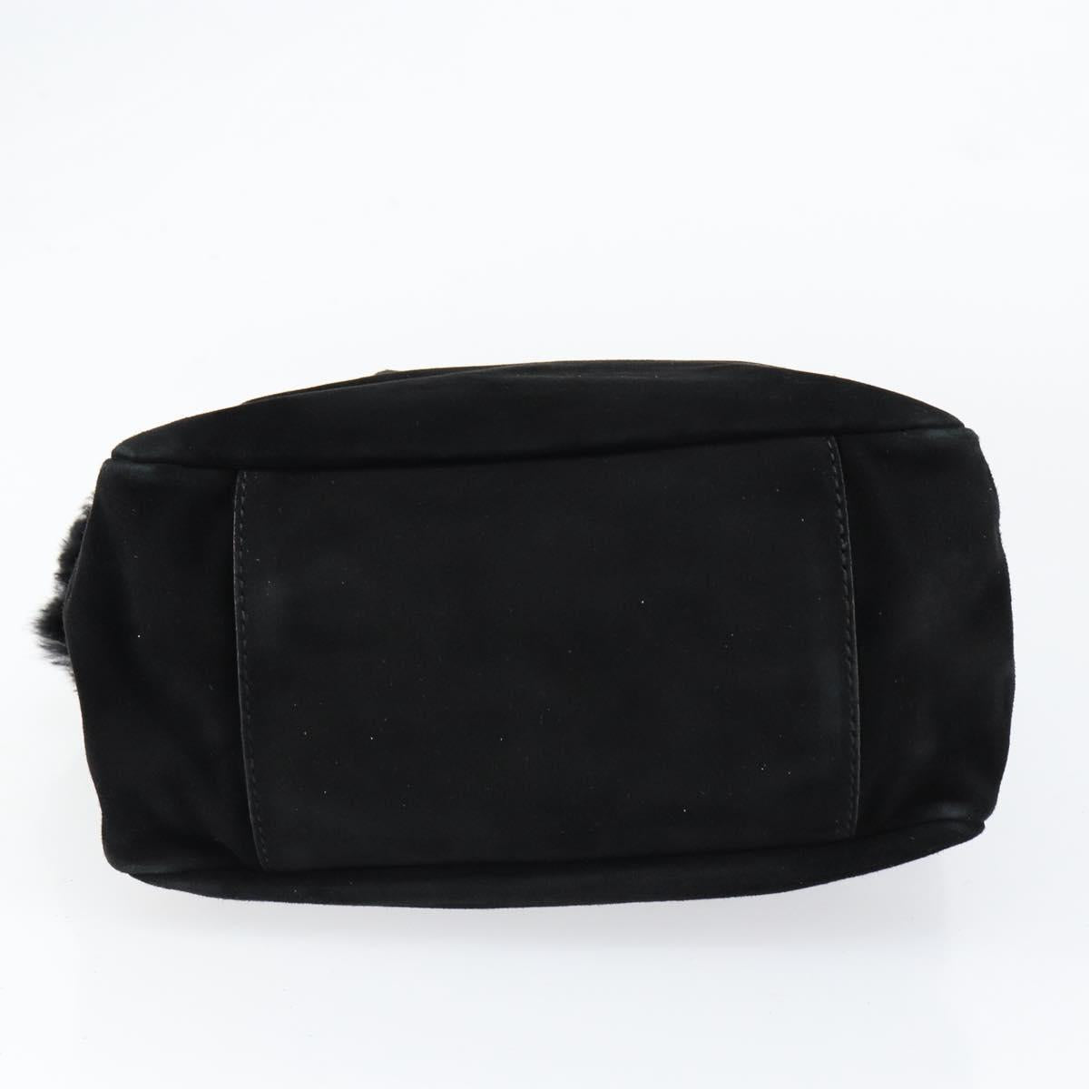 Salvatore Ferragamo Vala Hand Bag Suede Black Gold Auth BA7991