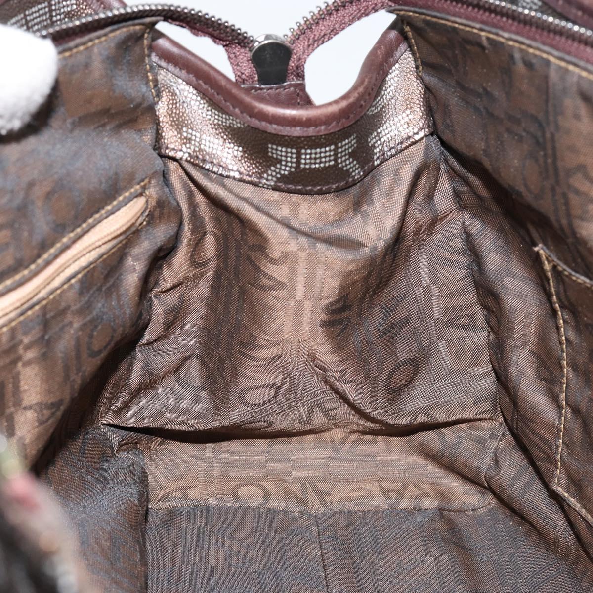 Salvatore Ferragamo Gancini Shoulder Bag Leather Brown Silver Auth BA7992