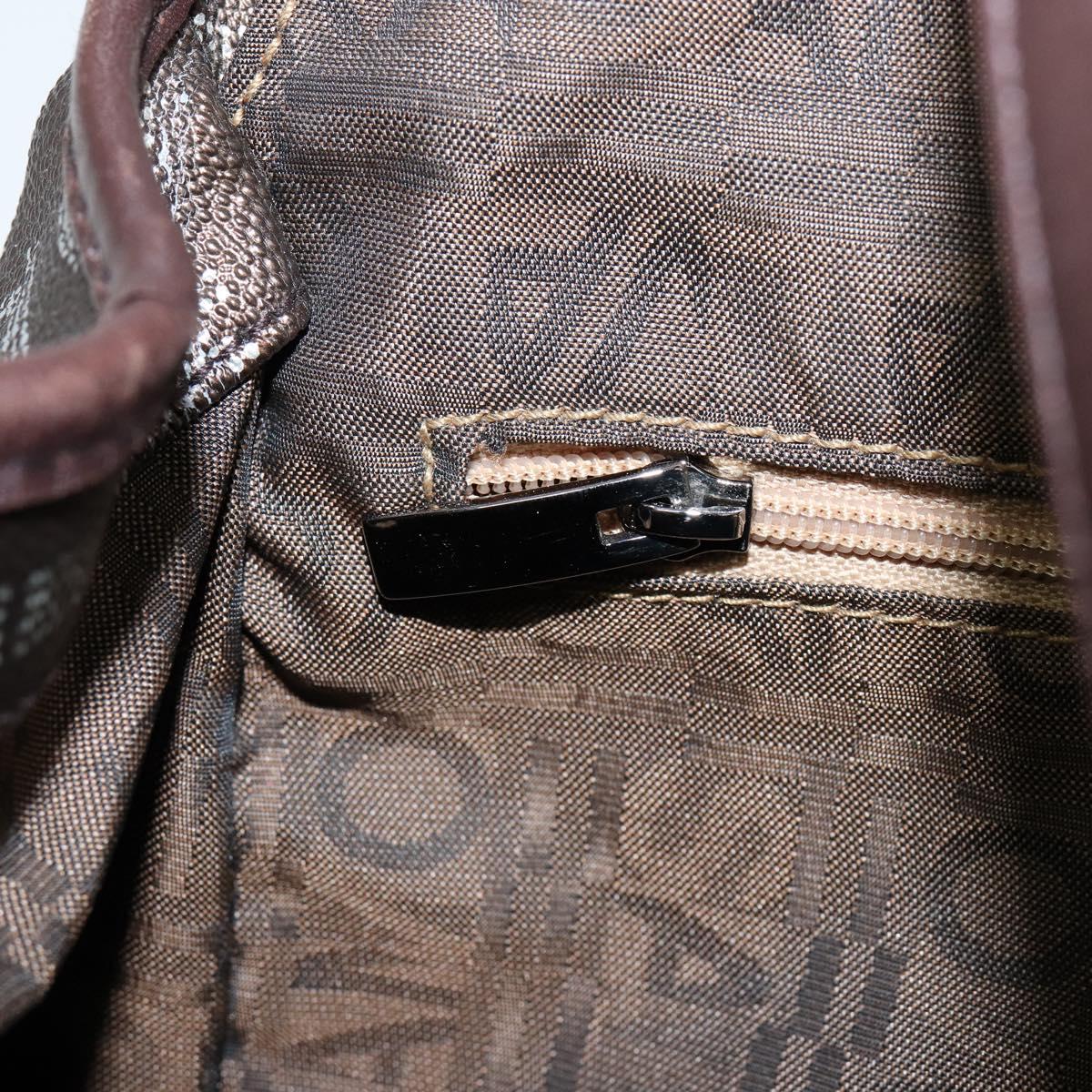 Salvatore Ferragamo Gancini Shoulder Bag Leather Brown Silver Auth BA7992