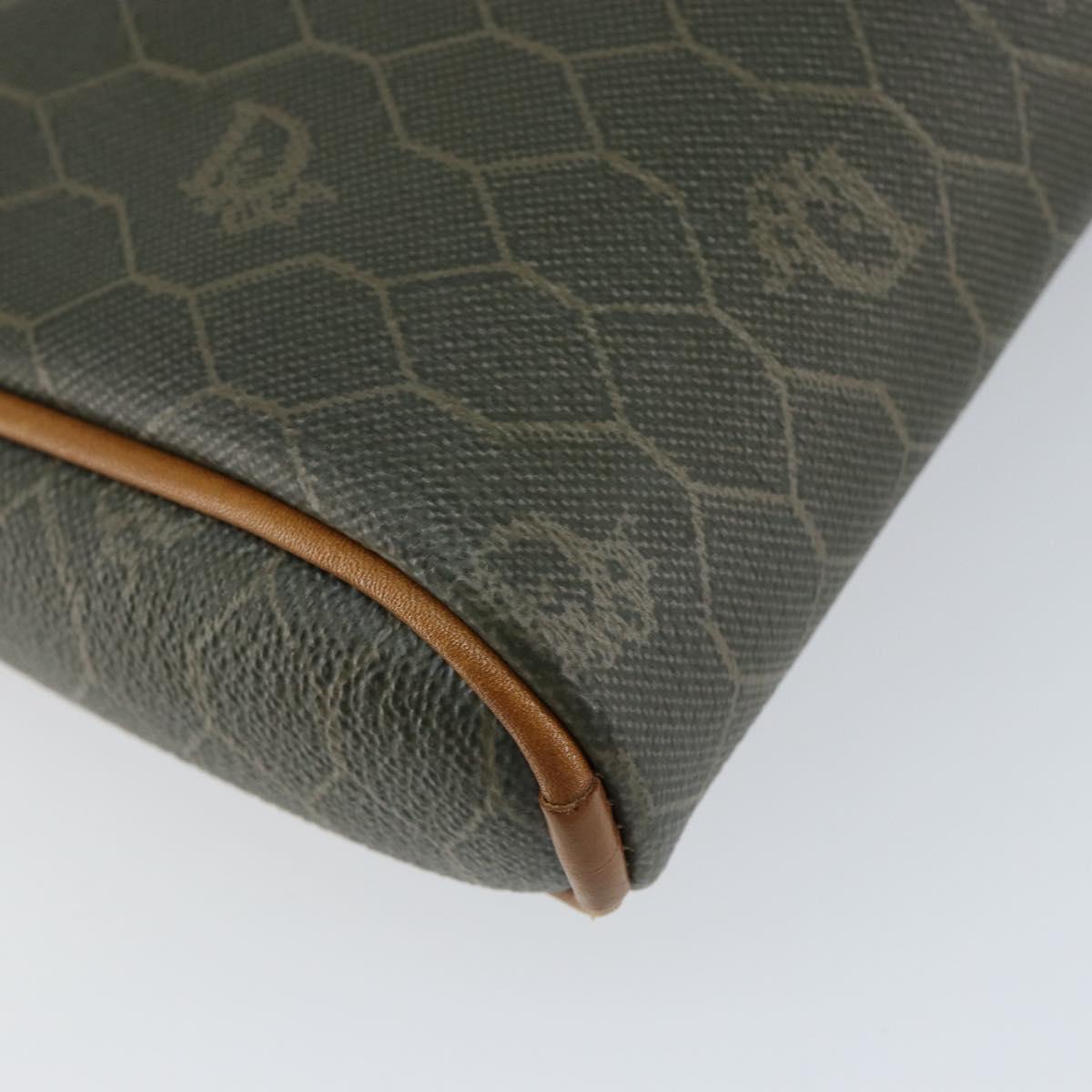 Christian Dior Honeycomb Canvas Shoulder Bag PVC Gold Khaki Auth BA7993