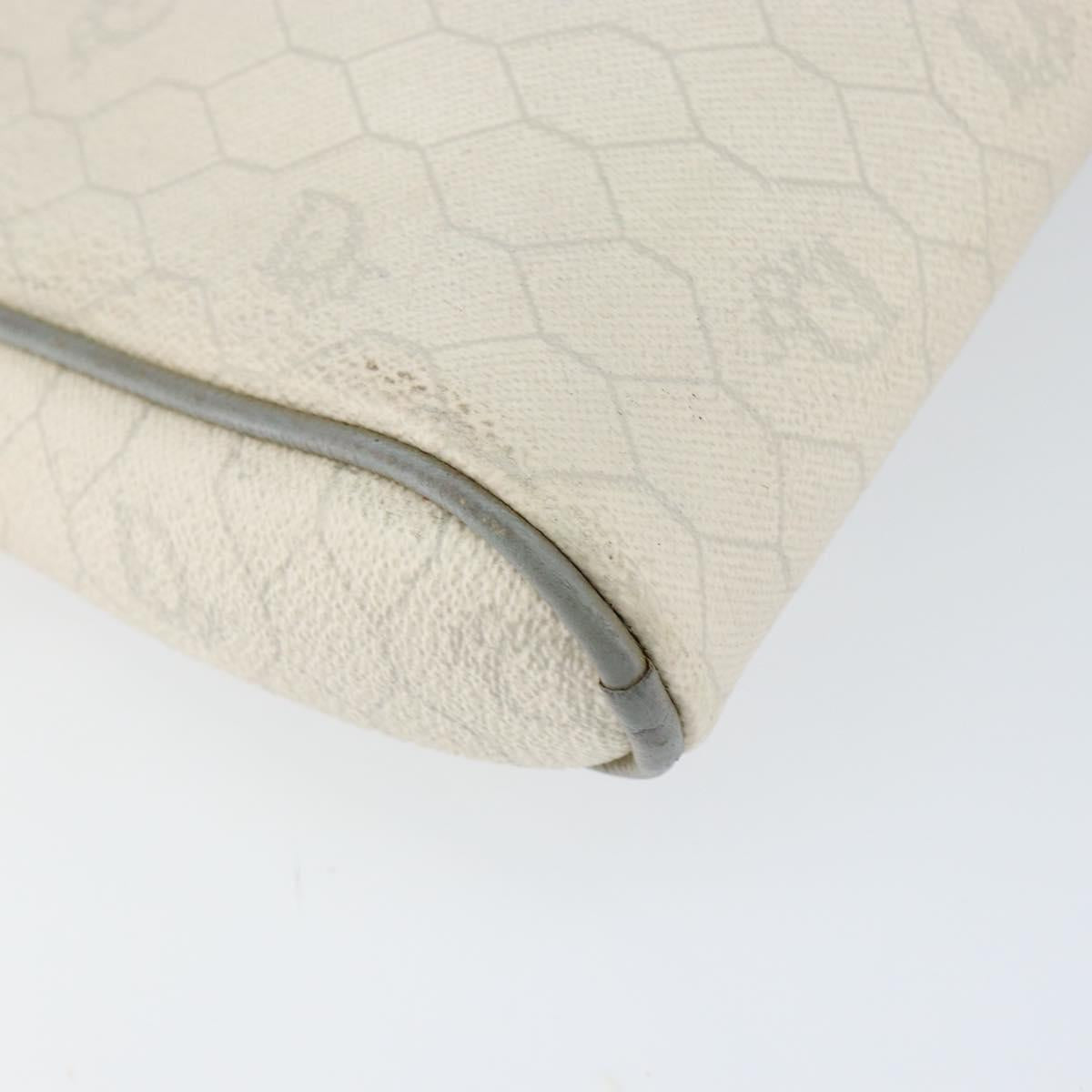 Christian Dior Honeycomb Canvas Shoulder Bag PVC Gold White Auth BA7994