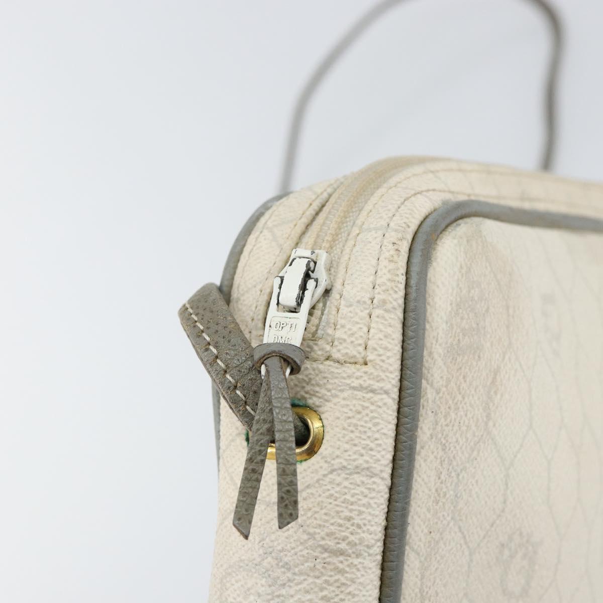 Christian Dior Honeycomb Canvas Shoulder Bag PVC Gold White Auth BA7994