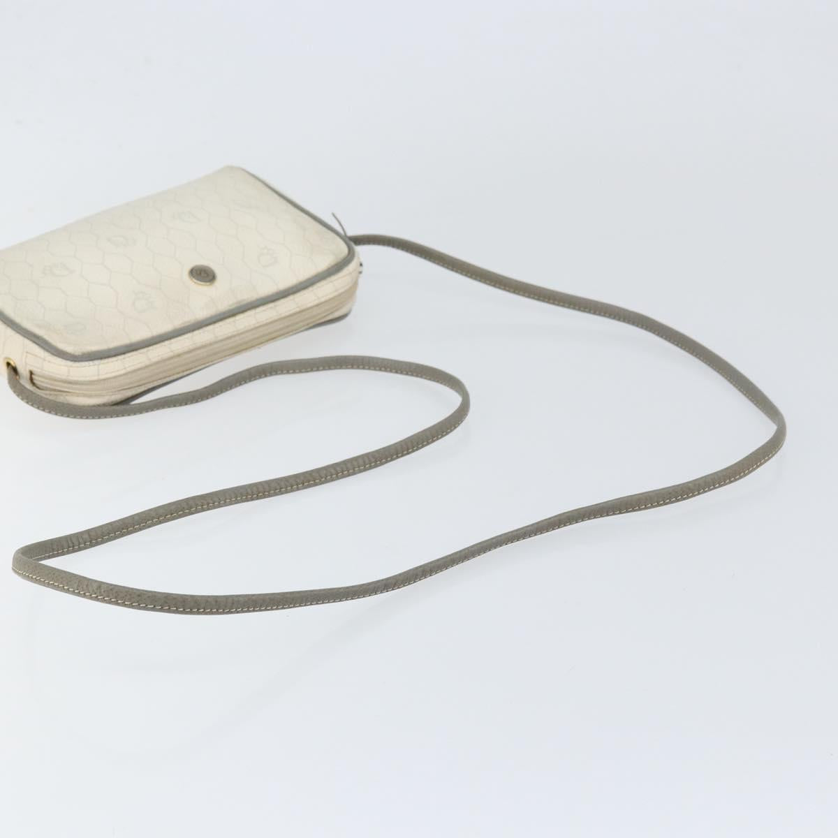 Christian Dior Honeycomb Canvas Shoulder Bag PVC Gold White Auth BA7994