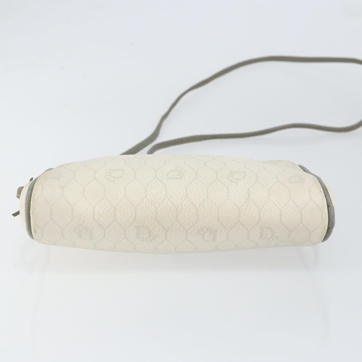 Christian Dior Honeycomb Canvas Shoulder Bag PVC Gold White Auth BA7994