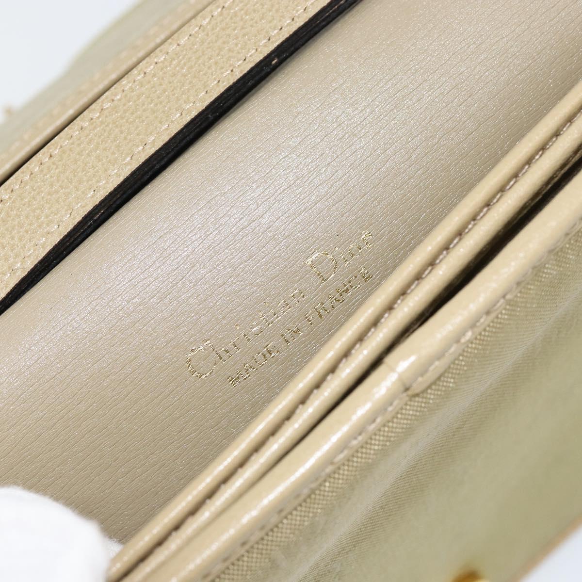 Christian Dior Shoulder Bag Leather Beige Gold Auth BA7996