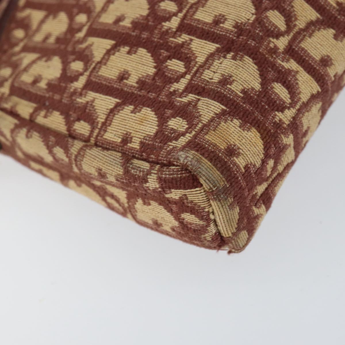 Christian Dior Trotter Canvas Shoulder Bag Red Gold Auth BA7997