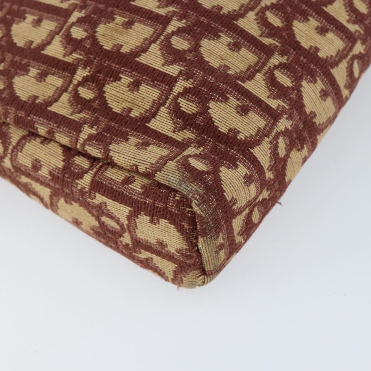 Christian Dior Trotter Canvas Shoulder Bag Red Gold Auth BA7997