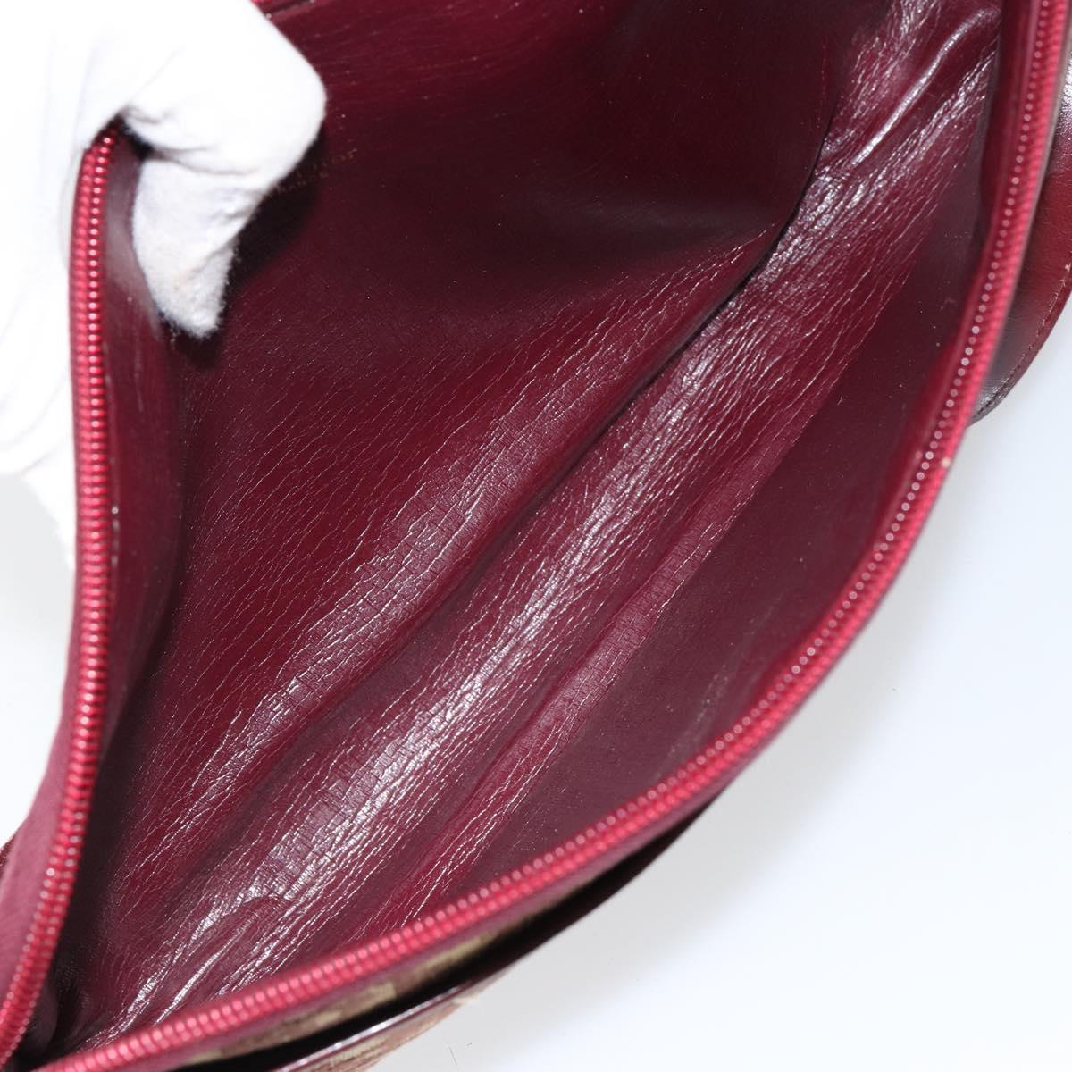 Christian Dior Trotter Canvas Shoulder Bag Red Gold Auth BA7997