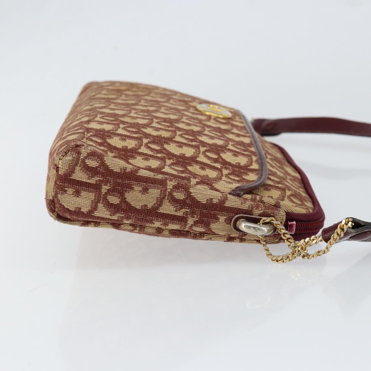 Christian Dior Trotter Canvas Shoulder Bag Red Gold Auth BA7997