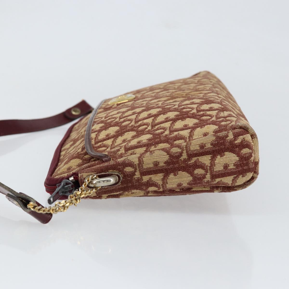 Christian Dior Trotter Canvas Shoulder Bag Red Gold Auth BA7997