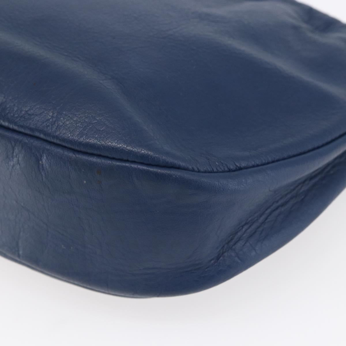 Christian Dior Shoulder Bag Leather Blue Gold Auth BA7999