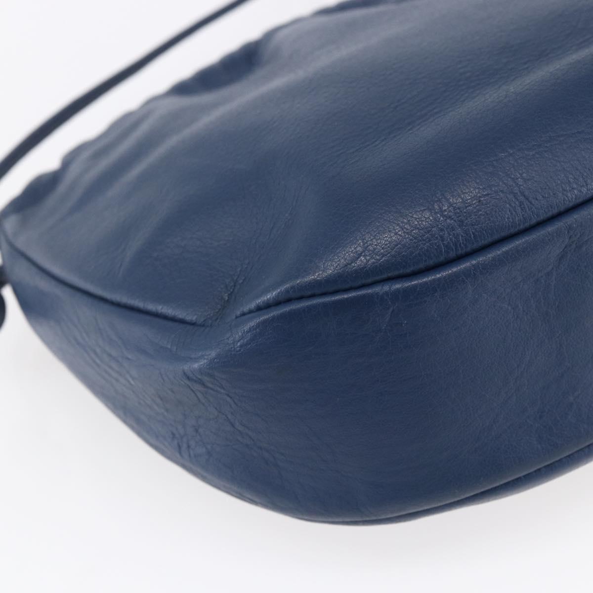 Christian Dior Shoulder Bag Leather Blue Gold Auth BA7999