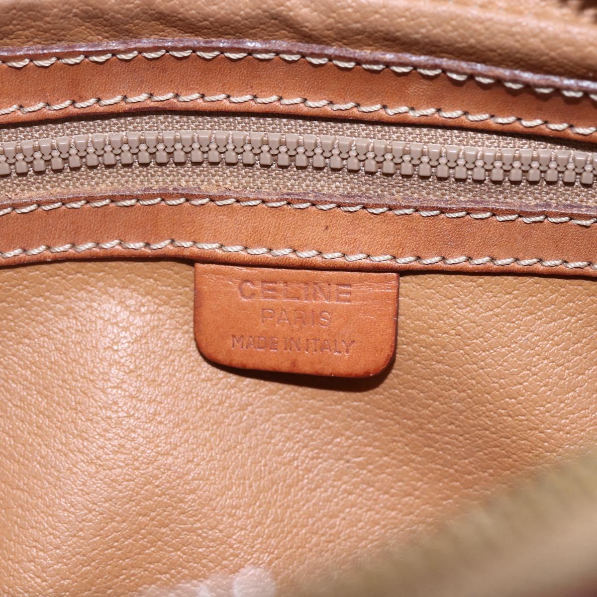 CELINE Macadam Canvas Shoulder Bag PVC Leather Brown Gold Auth BA8001