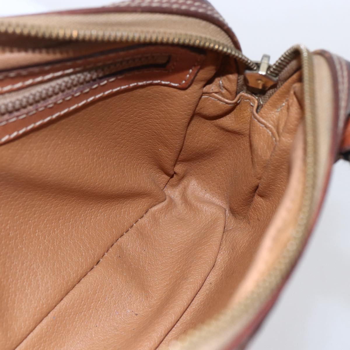 CELINE Macadam Canvas Shoulder Bag PVC Leather Brown Gold Auth BA8001