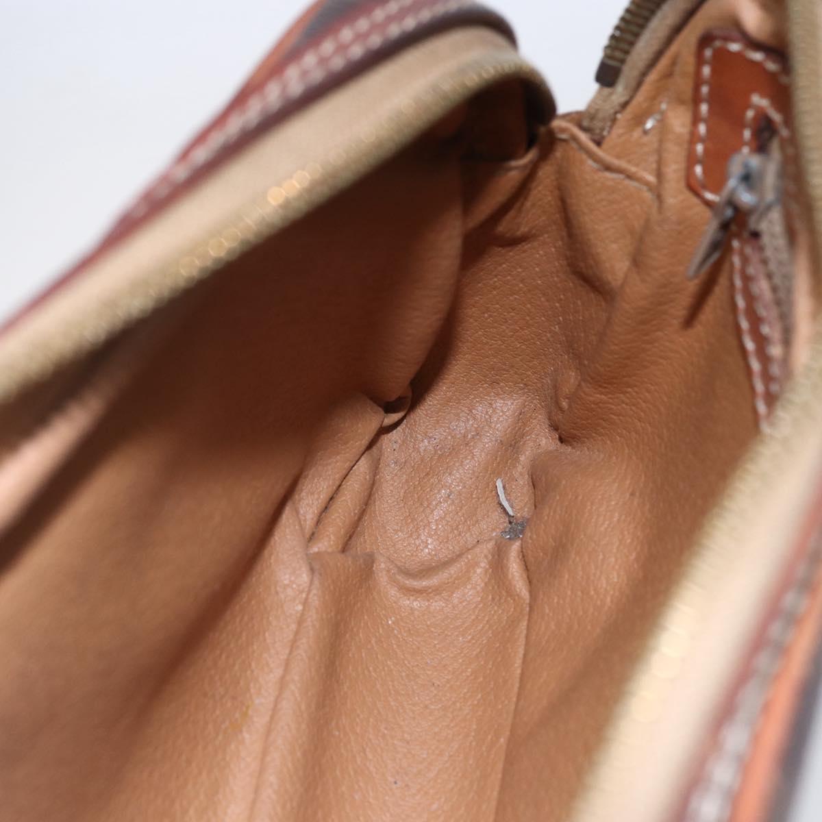 CELINE Macadam Canvas Shoulder Bag PVC Leather Brown Gold Auth BA8001