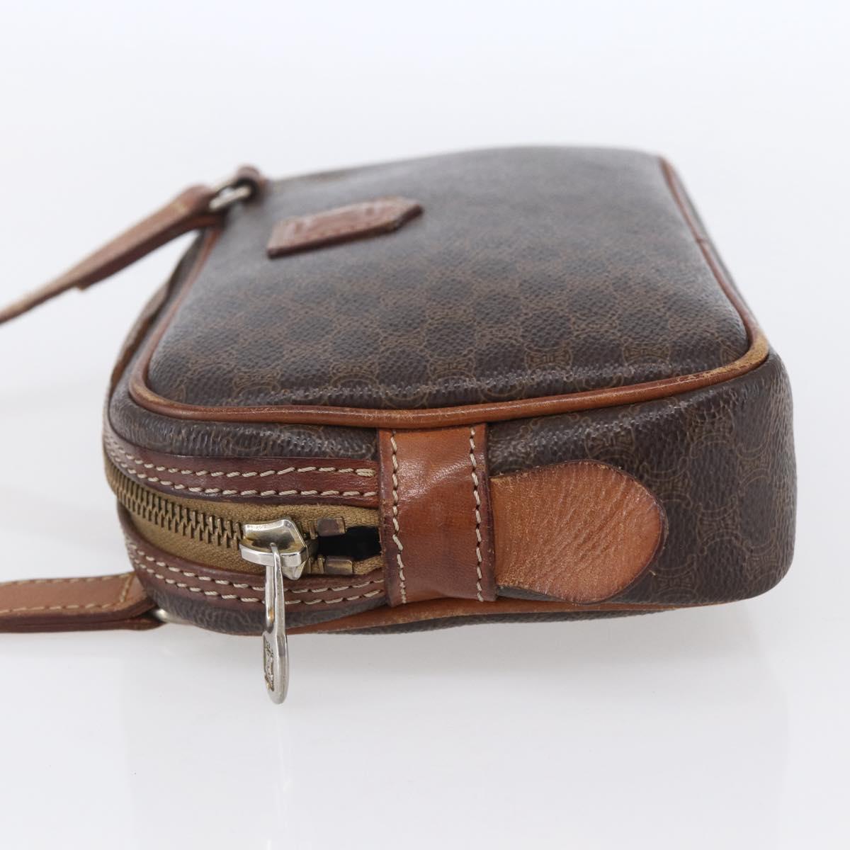 CELINE Macadam Canvas Shoulder Bag PVC Leather Brown Gold Auth BA8001