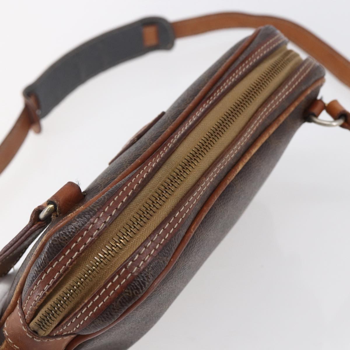 CELINE Macadam Canvas Shoulder Bag PVC Leather Brown Gold Auth BA8001