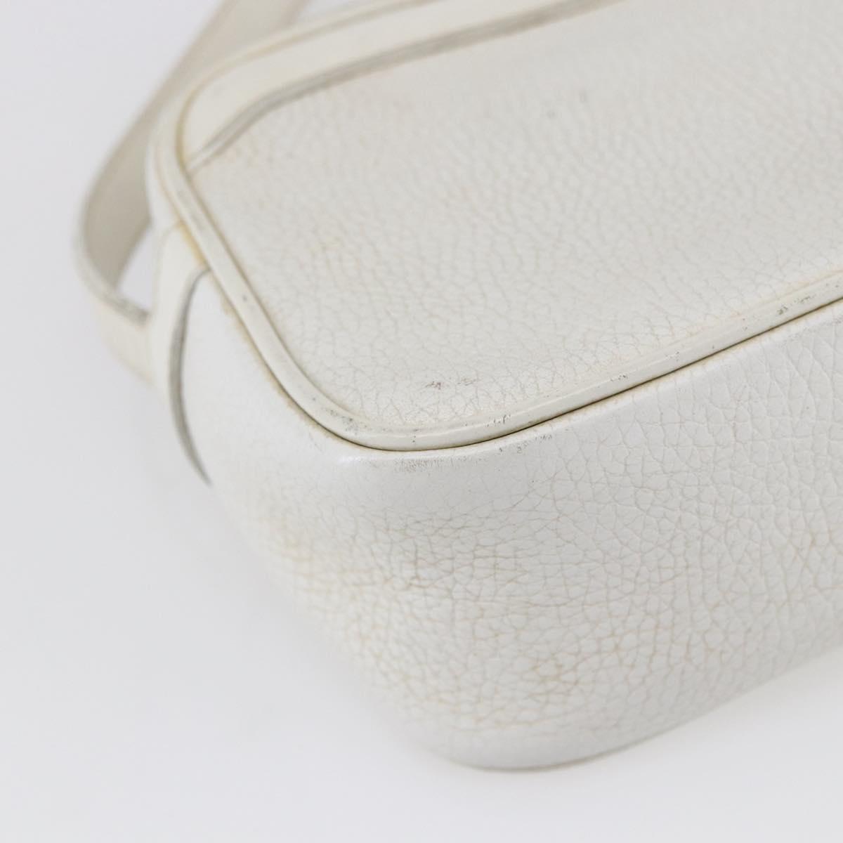 CELINE Shoulder Bag Leather White Auth BA8002