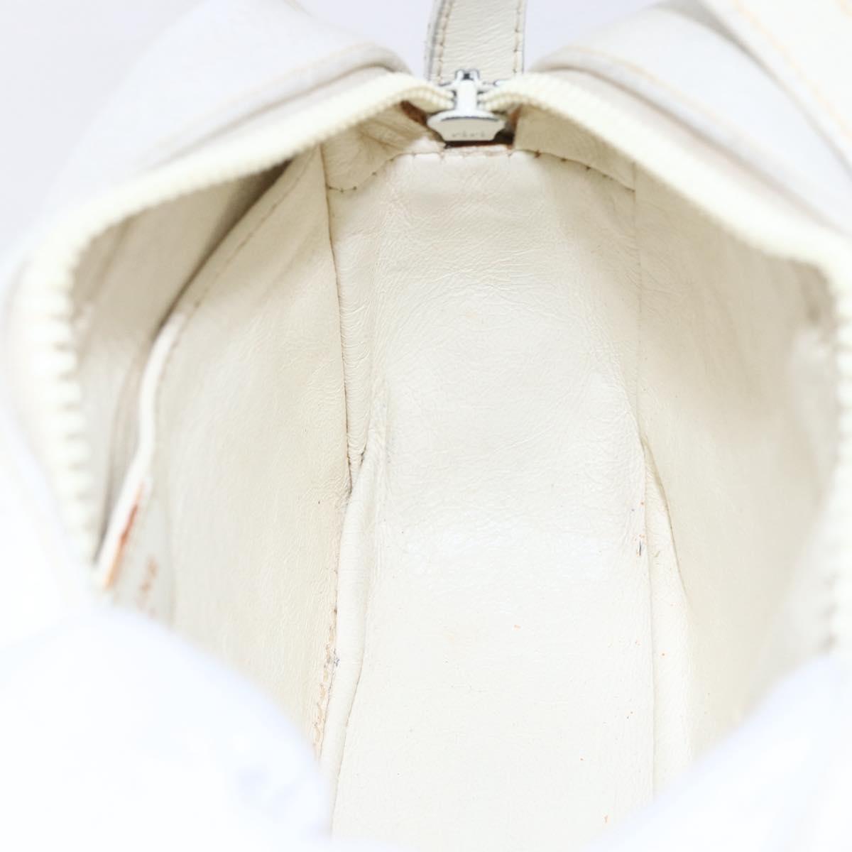 CELINE Shoulder Bag Leather White Auth BA8002