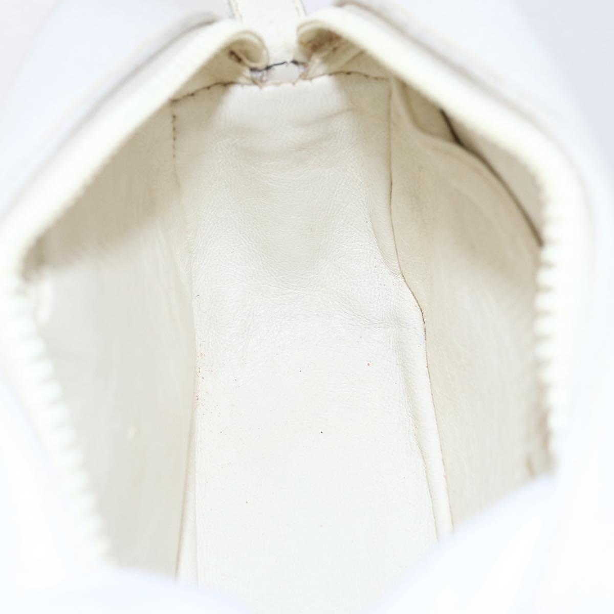 CELINE Shoulder Bag Leather White Auth BA8002