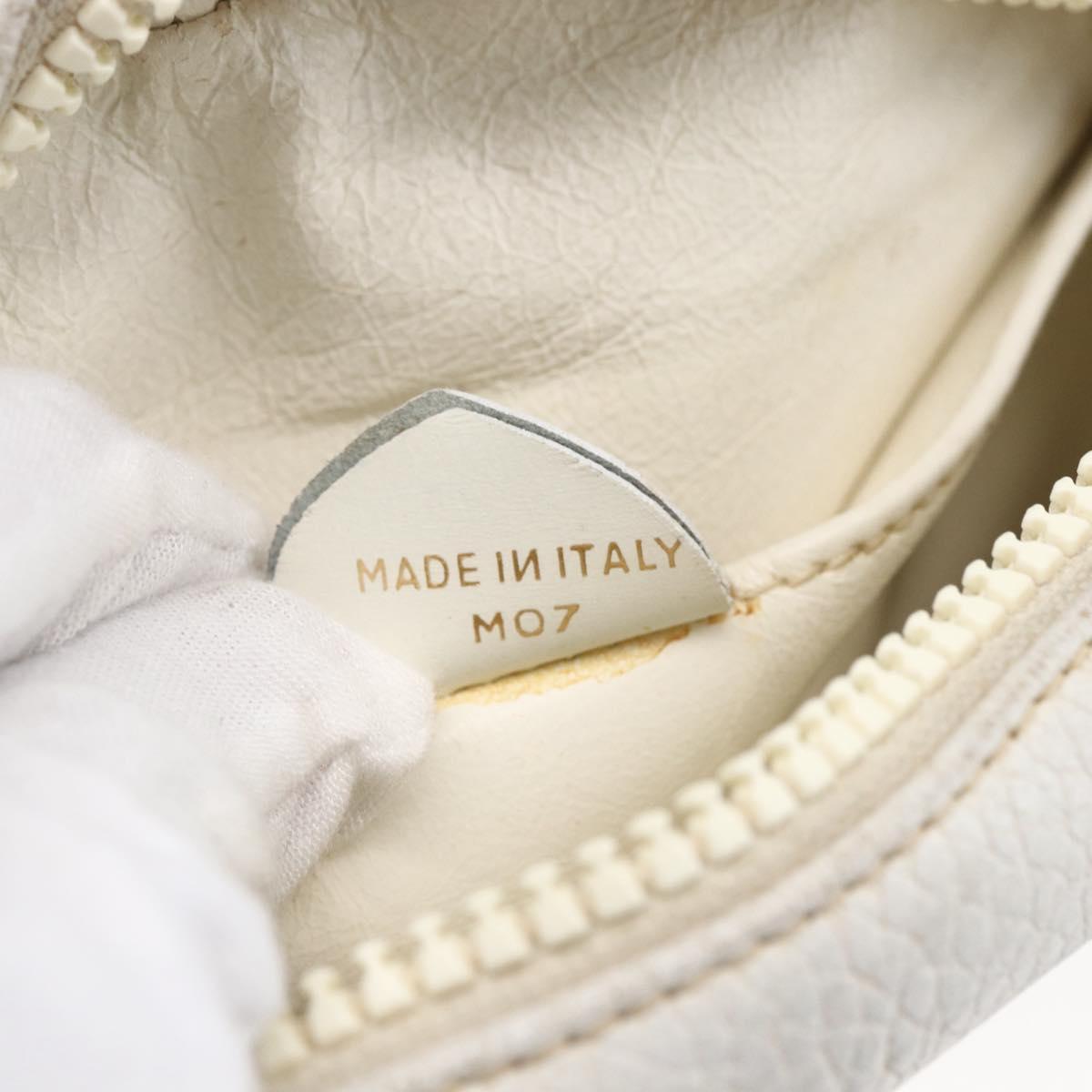 CELINE Shoulder Bag Leather White Auth BA8002