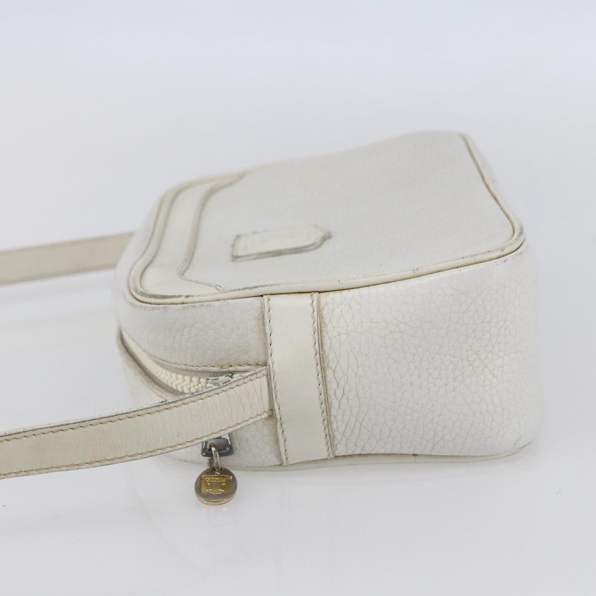 CELINE Shoulder Bag Leather White Auth BA8002