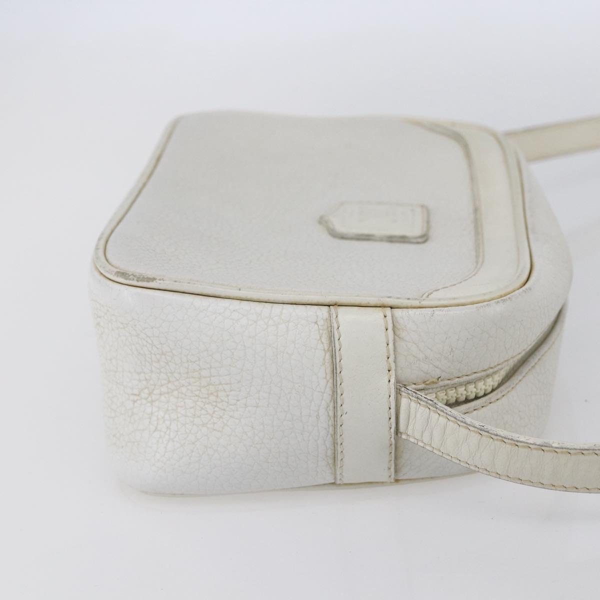 CELINE Shoulder Bag Leather White Auth BA8002
