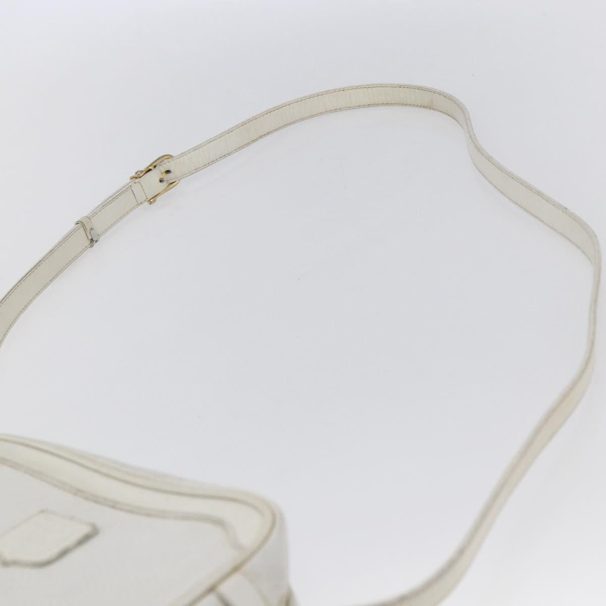 CELINE Shoulder Bag Leather White Auth BA8002