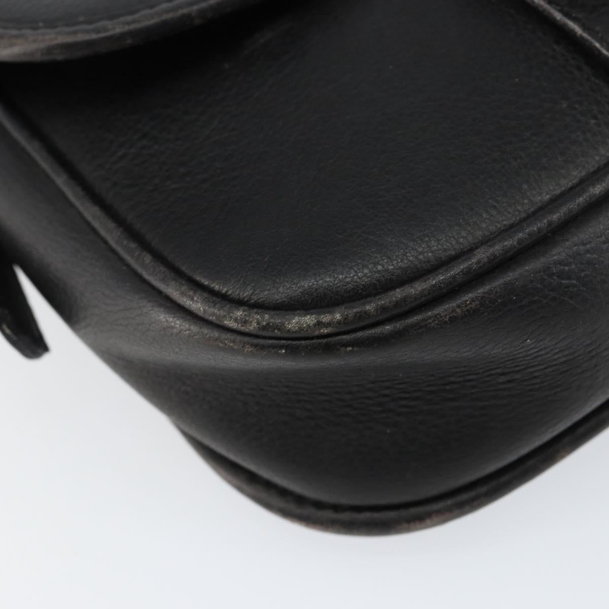 CELINE Shoulder Bag Leather Black Gold Auth BA8003