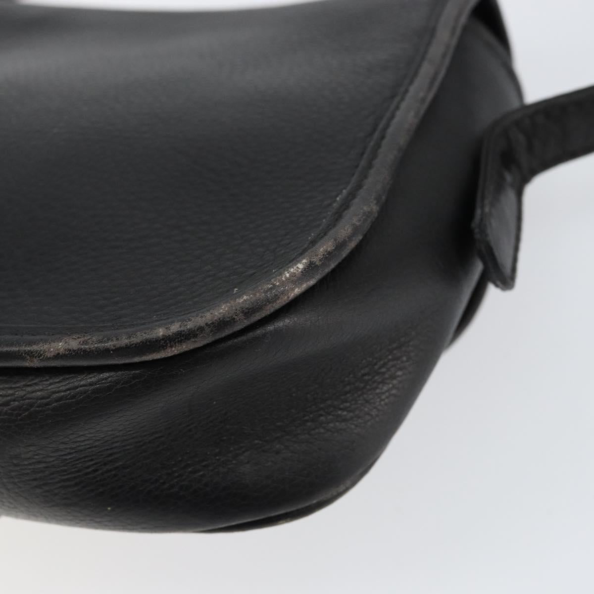 CELINE Shoulder Bag Leather Black Gold Auth BA8003