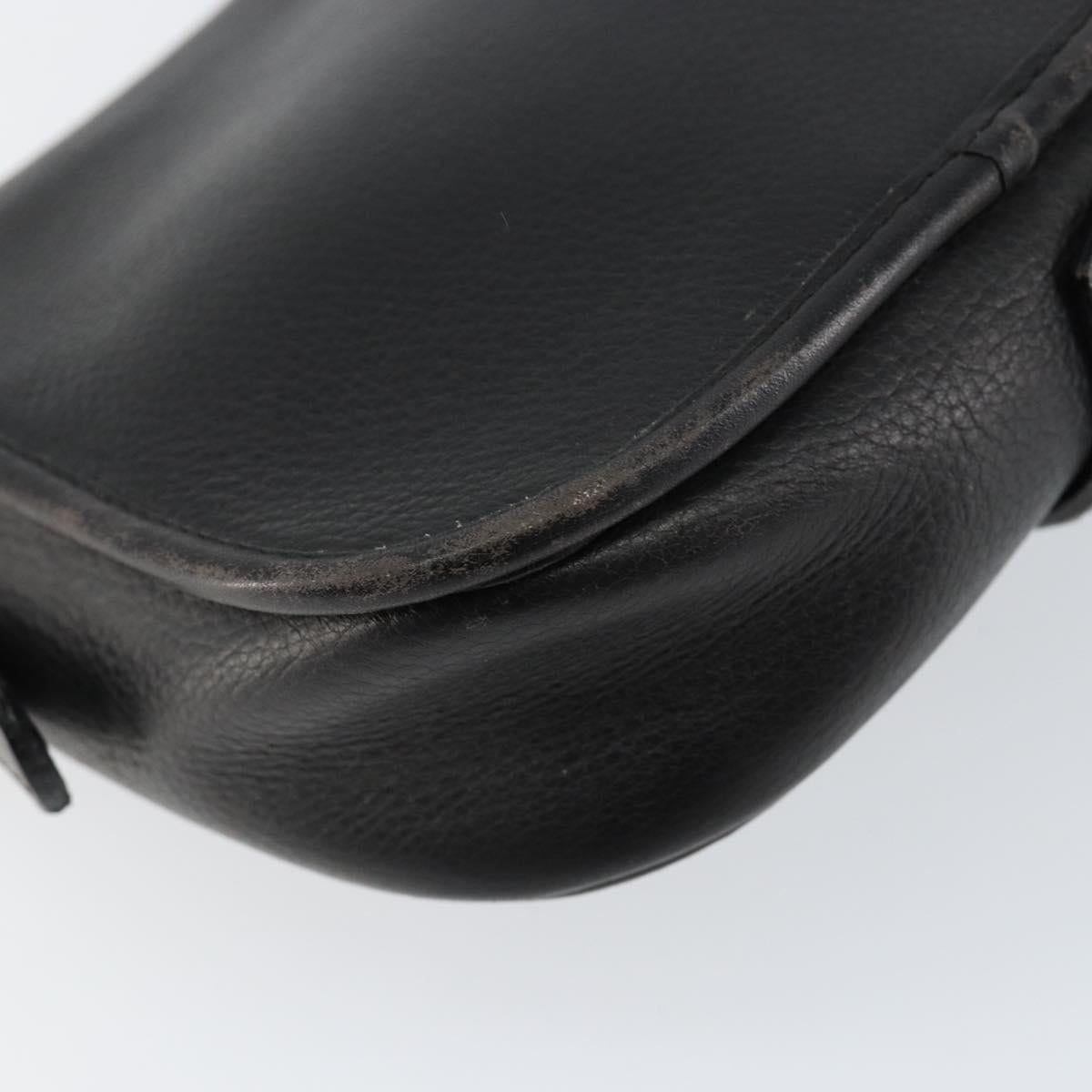 CELINE Shoulder Bag Leather Black Gold Auth BA8003