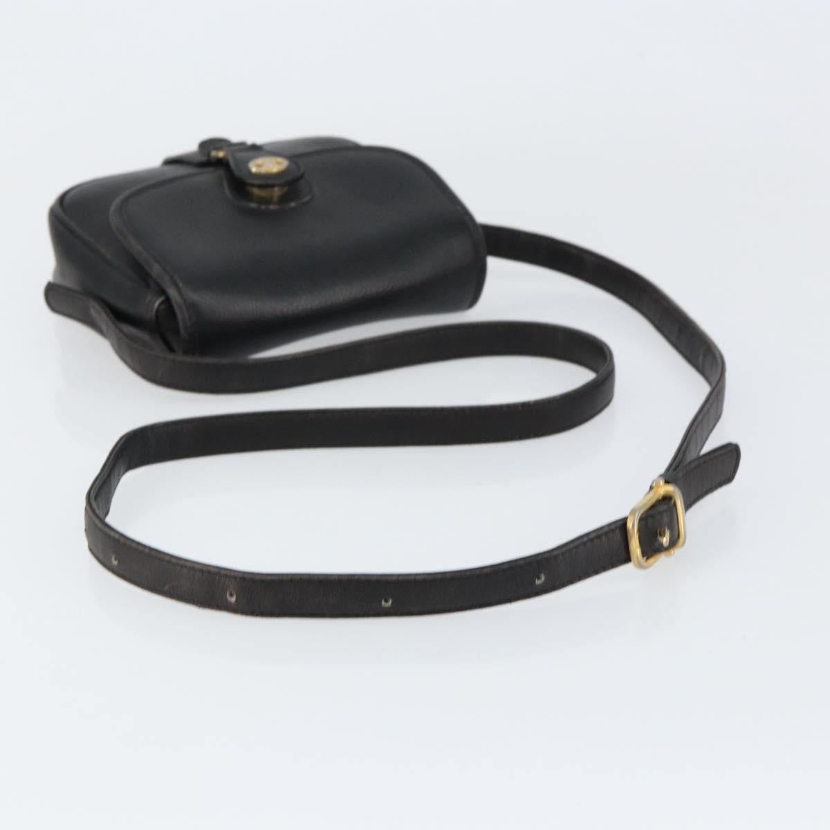 CELINE Shoulder Bag Leather Black Gold Auth BA8003
