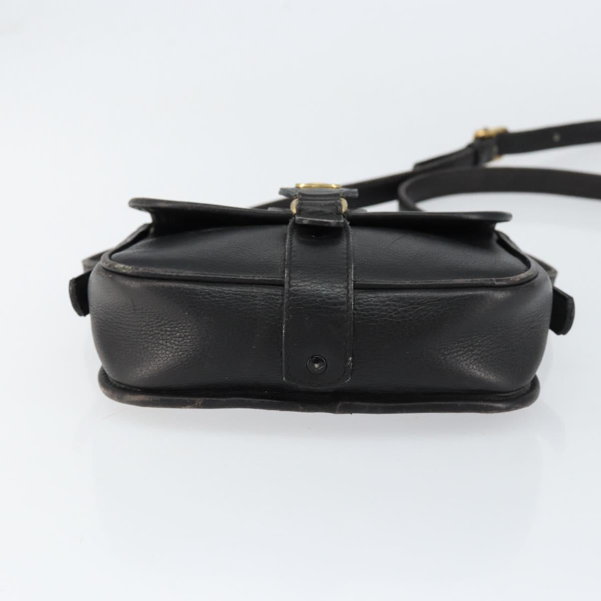 CELINE Shoulder Bag Leather Black Gold Auth BA8003