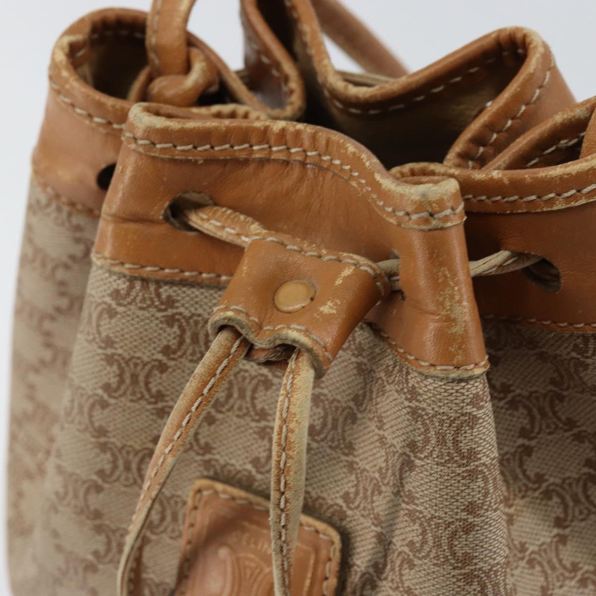 CELINE Macadam Canvas Shoulder Bag Beige Auth BA8004