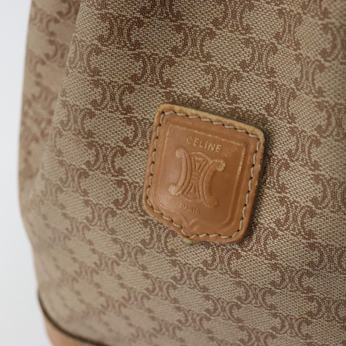 CELINE Macadam Canvas Shoulder Bag Beige Auth BA8004