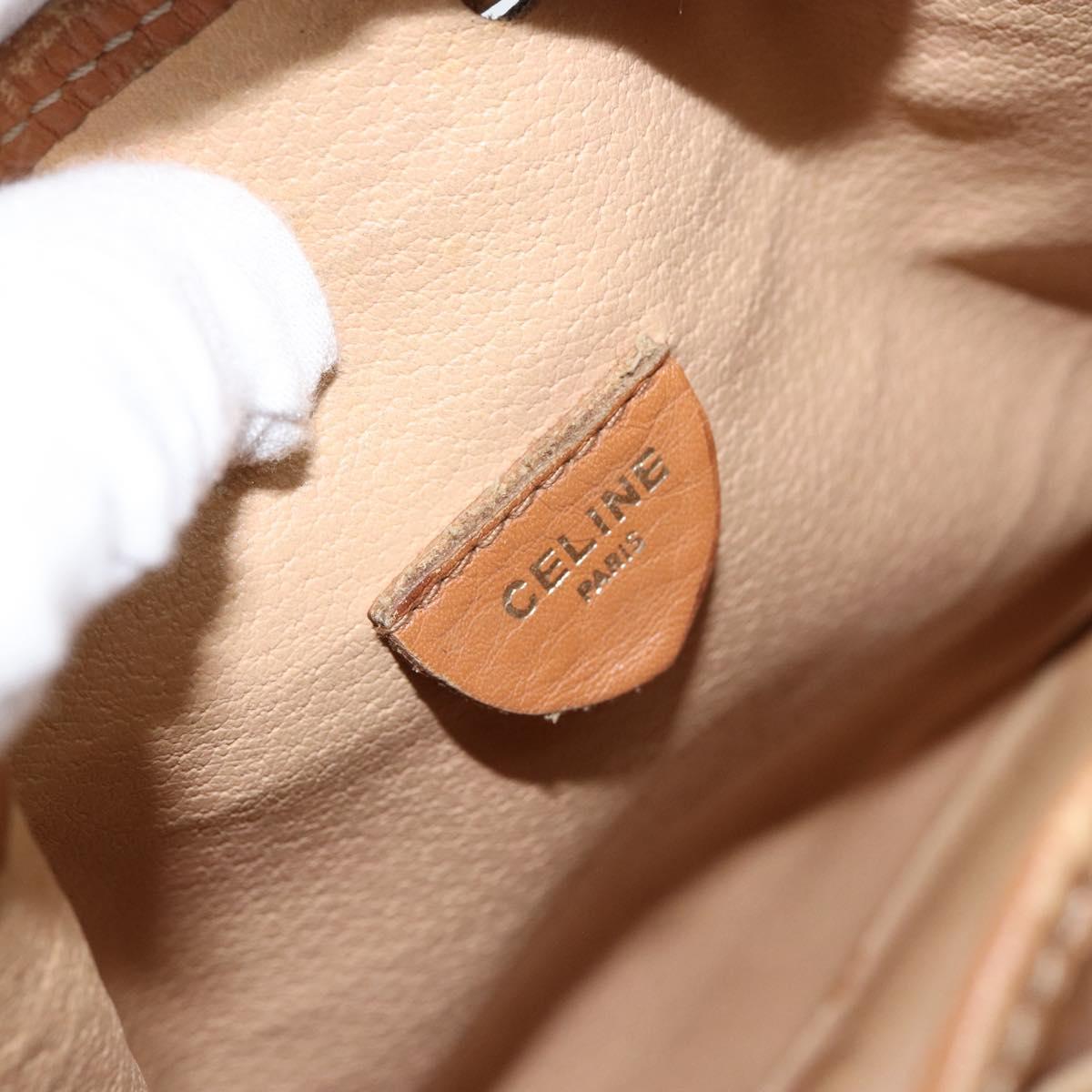 CELINE Macadam Canvas Shoulder Bag Beige Auth BA8004