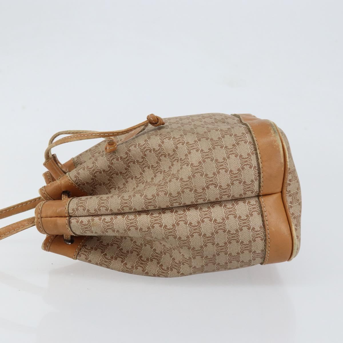 CELINE Macadam Canvas Shoulder Bag Beige Auth BA8004