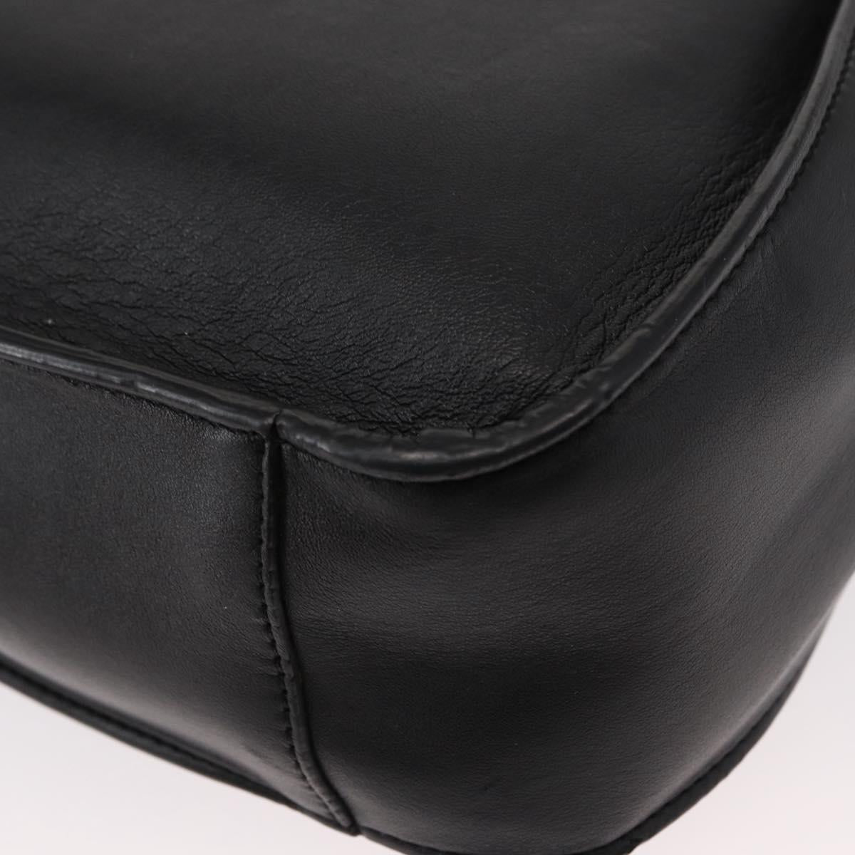 Stella MacCartney Shoulder Bag Leather Black Gold Auth BA8007