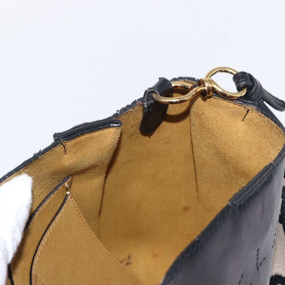 Stella MacCartney Shoulder Bag Leather Black Gold Auth BA8007