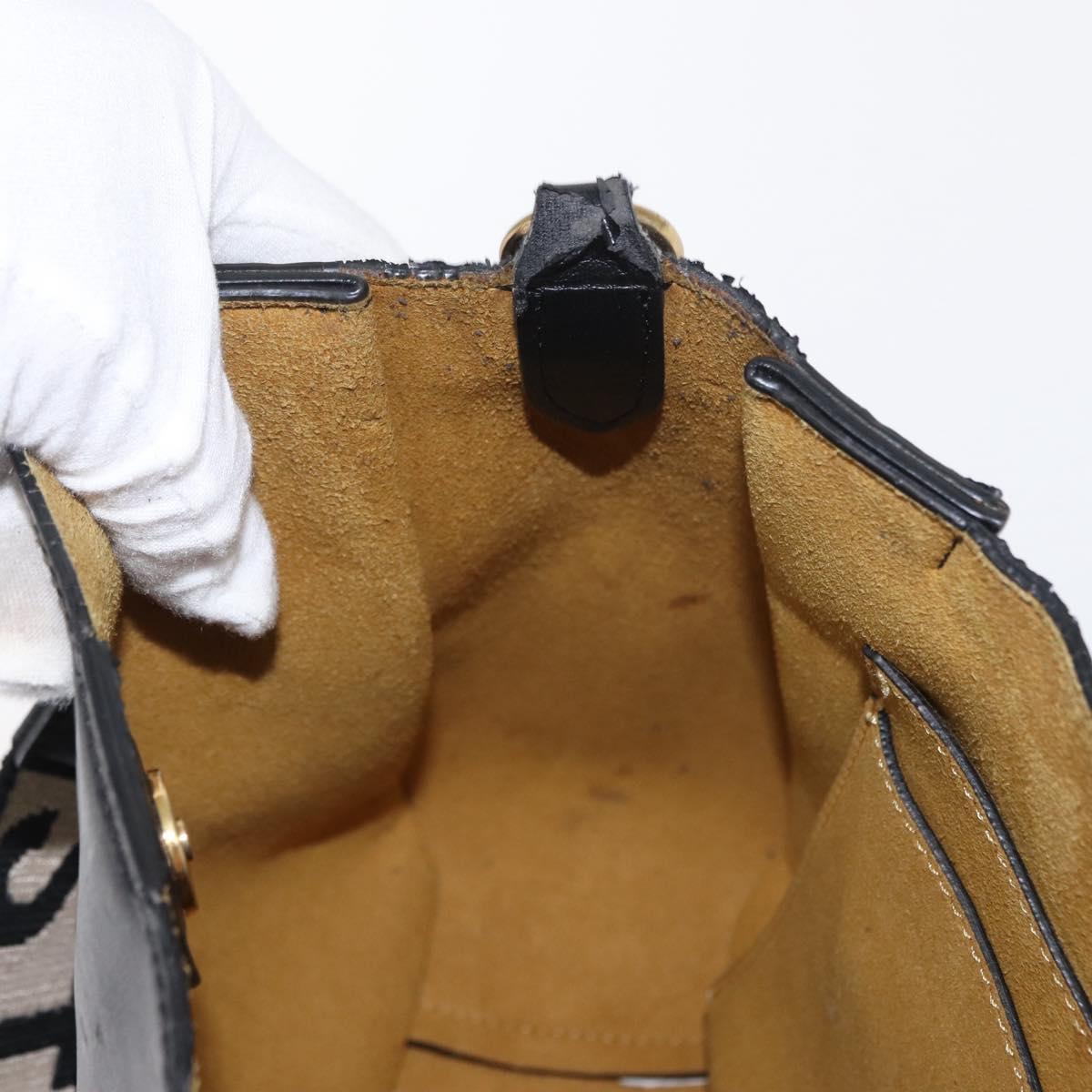 Stella MacCartney Shoulder Bag Leather Black Gold Auth BA8007