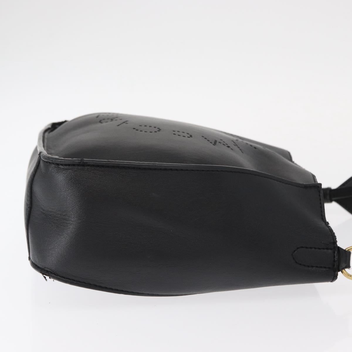 Stella MacCartney Shoulder Bag Leather Black Gold Auth BA8007