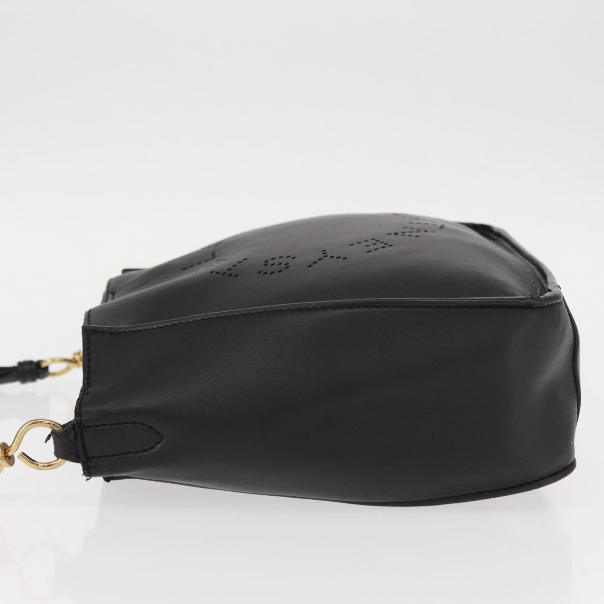 Stella MacCartney Shoulder Bag Leather Black Gold Auth BA8007