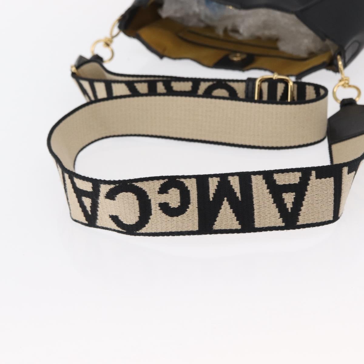 Stella MacCartney Shoulder Bag Leather Black Gold Auth BA8007