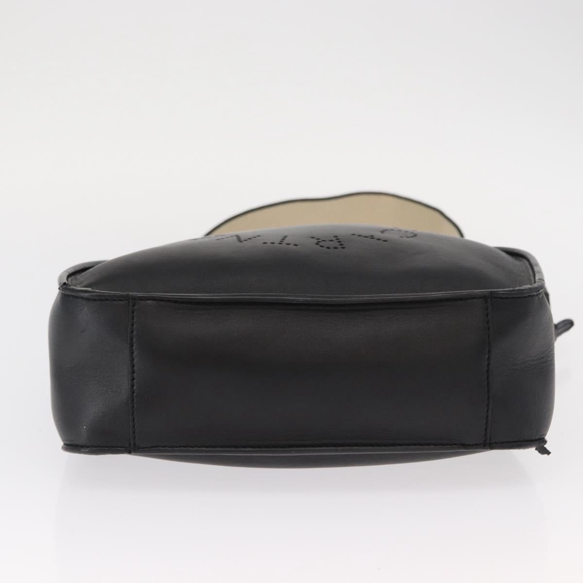 Stella MacCartney Shoulder Bag Leather Black Gold Auth BA8007