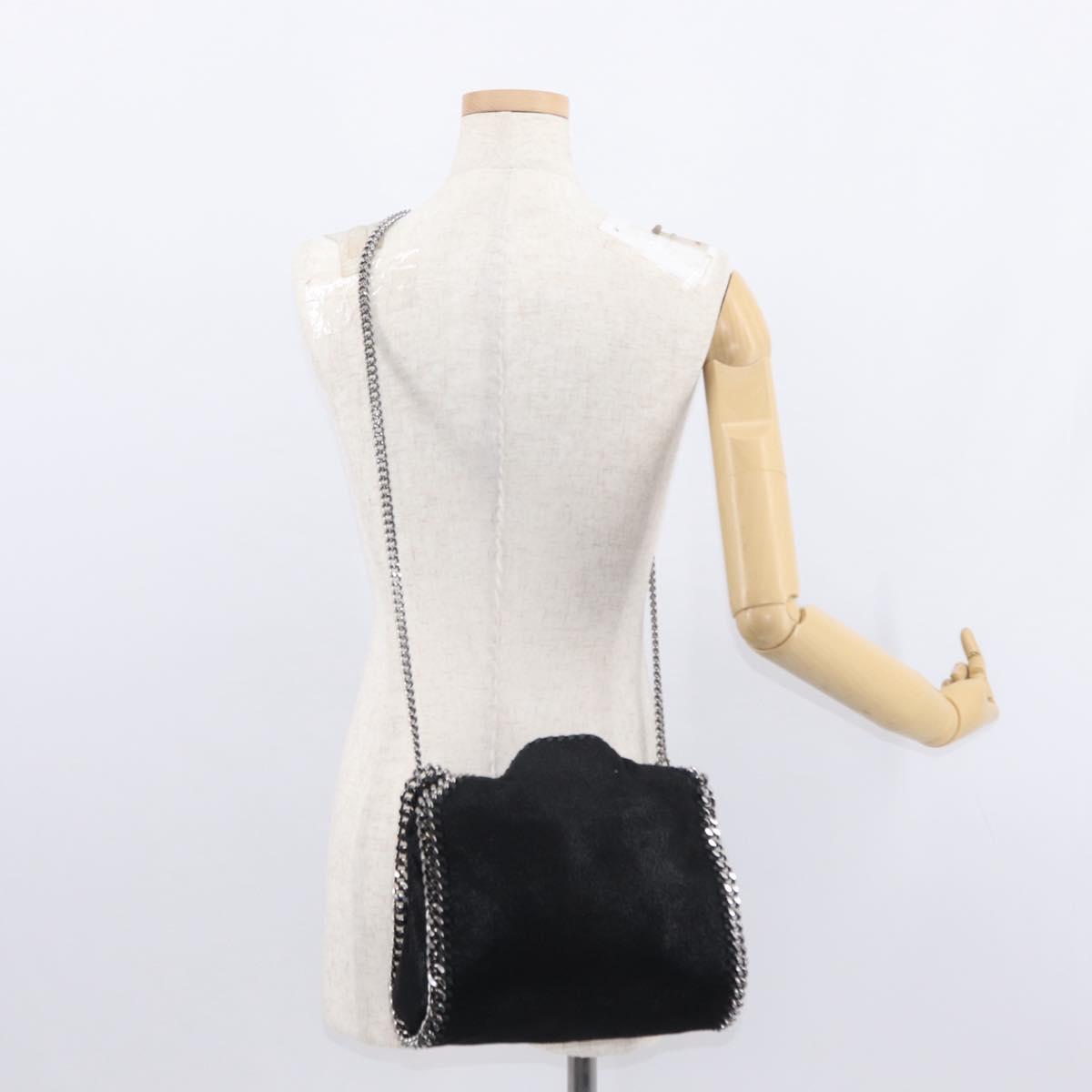 Stella MacCartney Chain Falabella Bag polyester Black Silver 371223 Auth BA8010
